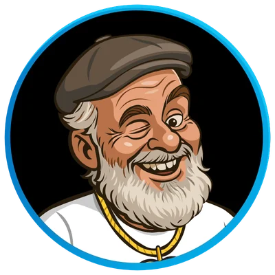 OnlyGrandpa circular mascot head artwork
